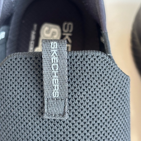 Skechers Black Slip-On Sneakers with Knit Mesh Upper - Picture 7 of 11